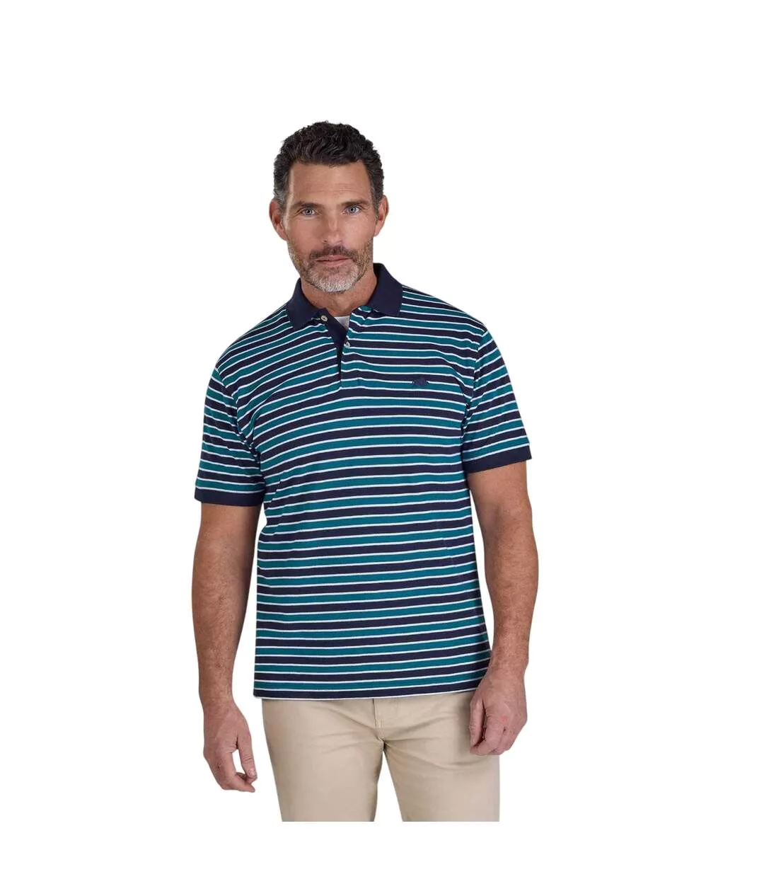 Polo Motif/style Triple Rayures Homme Bleu Marine Raging Bull-2