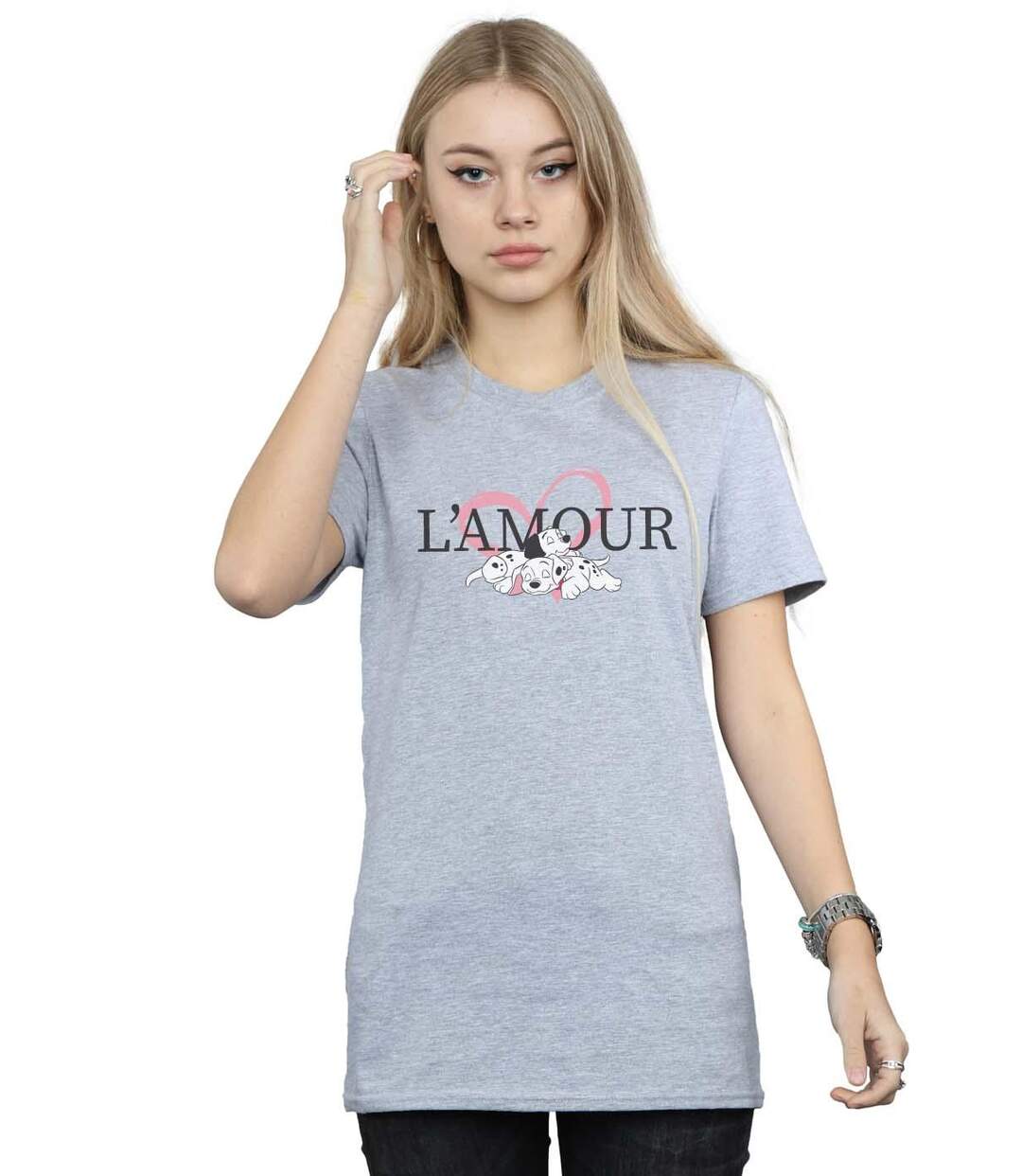 Disney Femme/Les femmes 101 Dalmatians L'Amour - T-shirt boyfriend en coton (Gris sportif) - UTBI18218-2