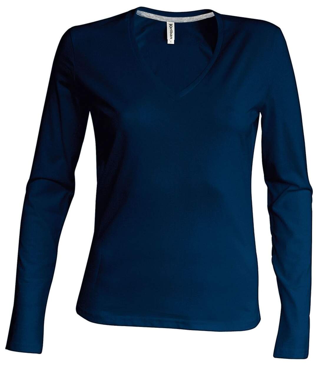 T-shirt manches longues col V - K382 - bleu marine - femme-1