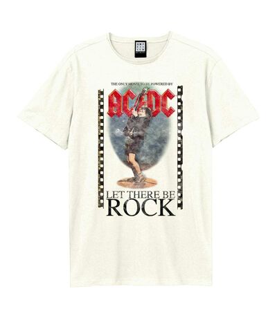 Amplified Mens Let There Be Rock Angus AC/DC T-Shirt (Vintage White)