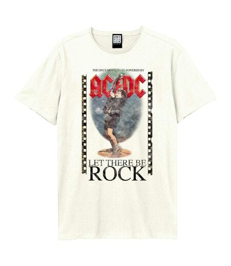 Amplified Mens Let There Be Rock Angus AC/DC T-Shirt (Vintage White)