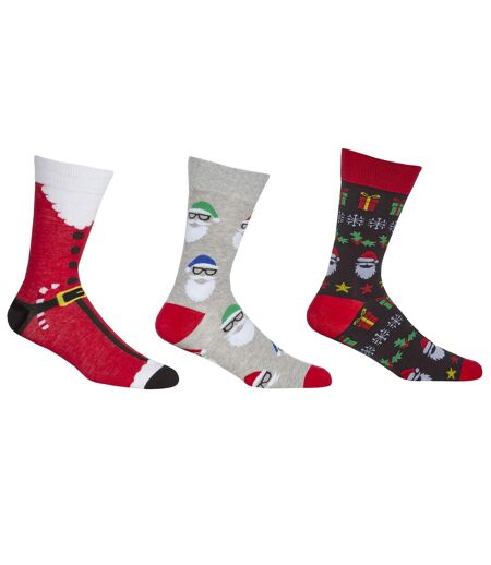 Mens Cotton Rich Novelty Festive Socks (Pack Of 3) () - UTUT1189
