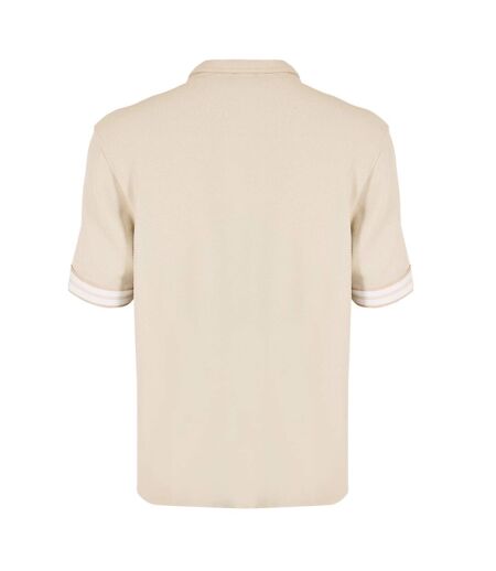 Mens Textured Polo Shirt Beige Capo