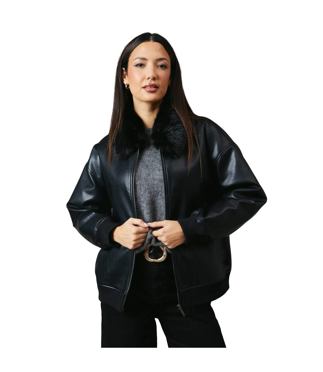 Blouson d'aviateur femme noir Principles-1