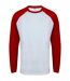 Skinnifit Mens Raglan Long Sleeve Baseball T-Shirt (White/ Red) - UTRW4742