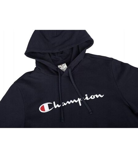 Mens Script Logo Hoodie Navy Blue Champion