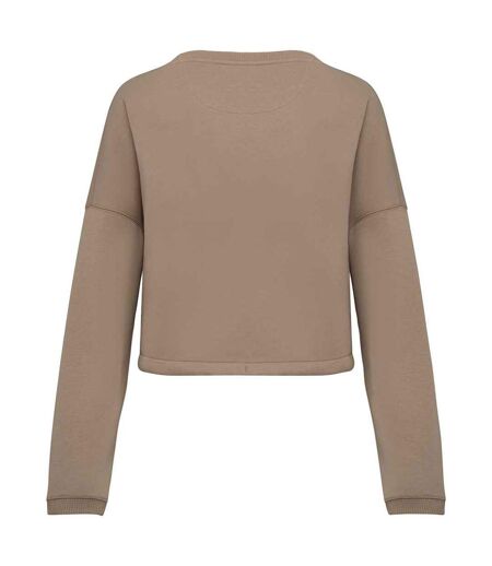 Womens/ladies oversized crop sweatshirt wet sand Native Spirit