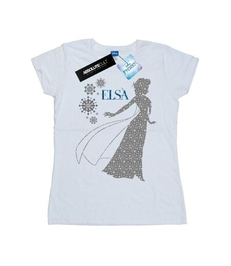 Disney T-shirt en coton Femme/Femme Frozen Elsa Christmas Silhouette (Blanc) - UTBI21902