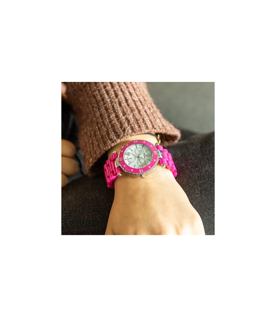 Votre Montre Femme au Plastique Rose CHTIME