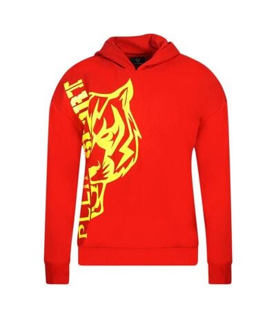 Sweat À Capuche Motif/style Logo Homme Rouge Jaune Plein Sport