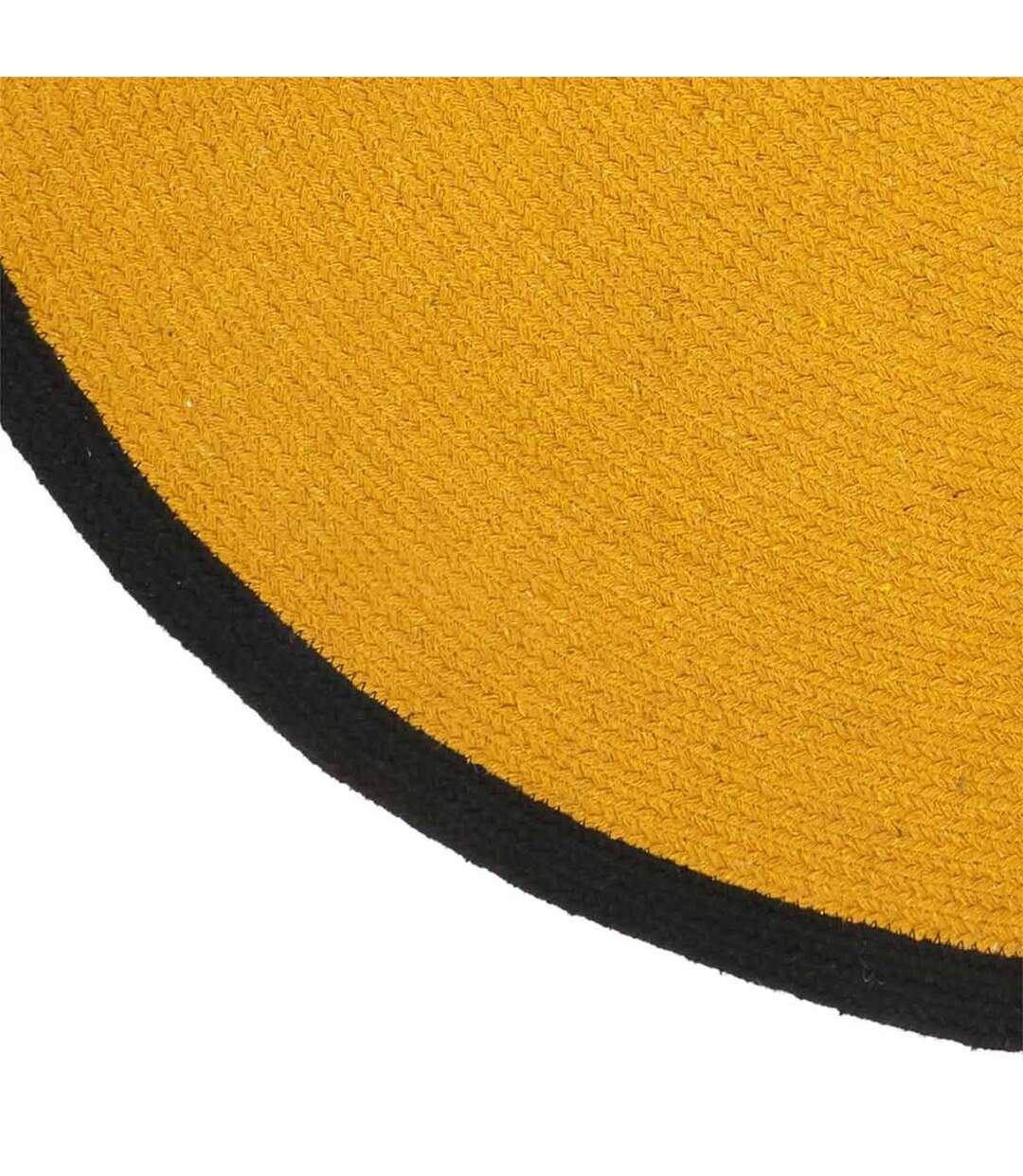 Tapis Rond en Coton Bord 120cm Moutarde & Noir-2
