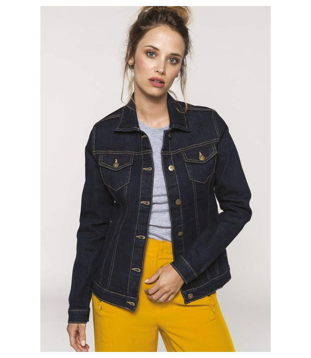 Veste - blouson jean - K6137 - bleu denim - femme-3