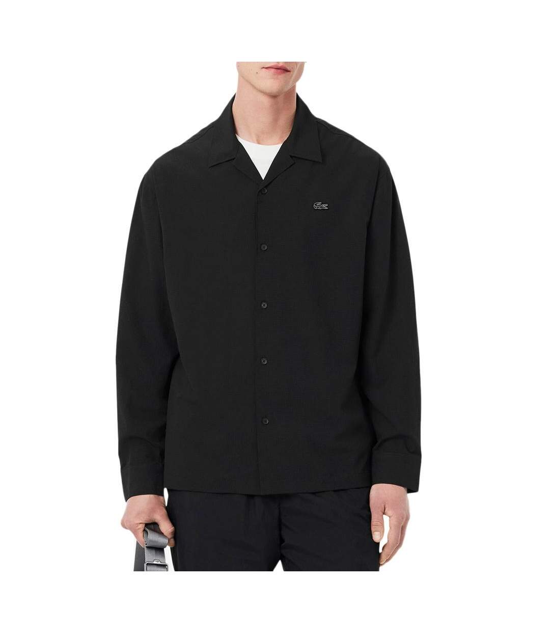 Chemise noir homme lacoste lightweight-1