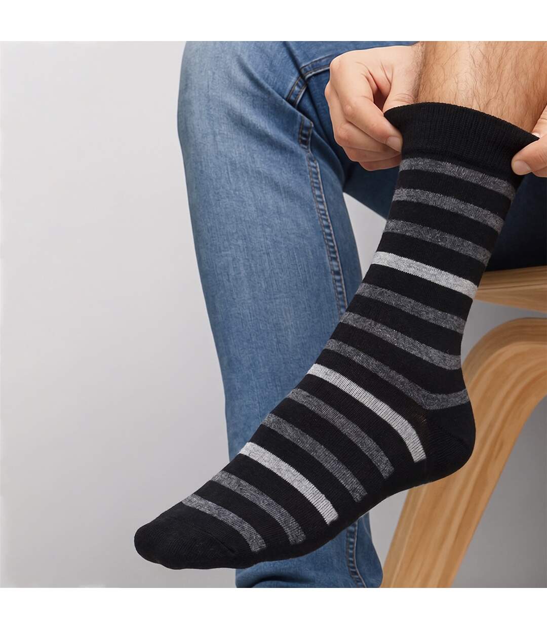 3 Pack Mens Striped Bamboo Dress Socks Soft Breathable Socks-6