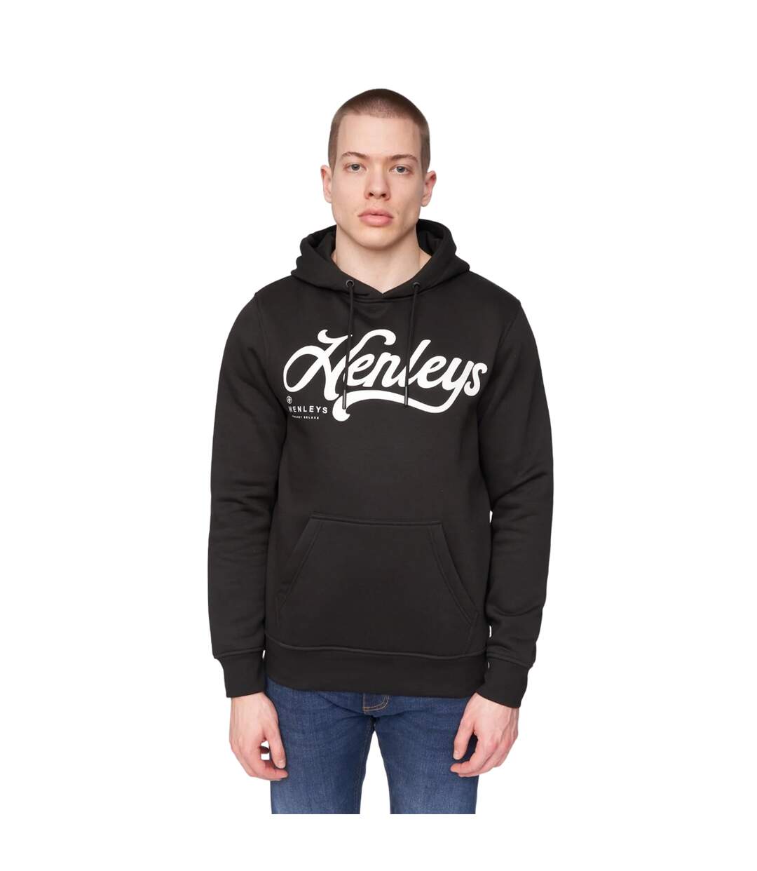 Mens scripthen hoodie black Henleys