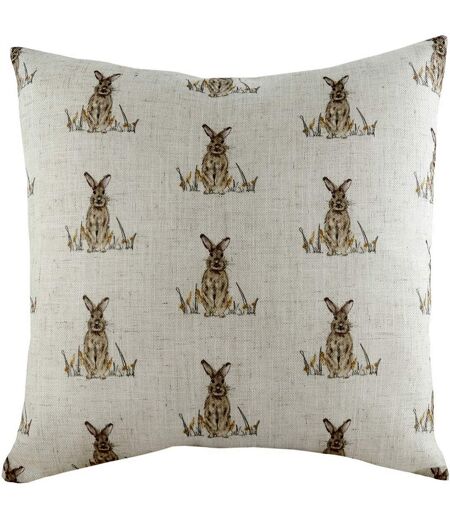 Evans Lichfield Housse de coussin Oakwood Hare Repeat Print (Blanc cassé/Marron) - UTRV1952