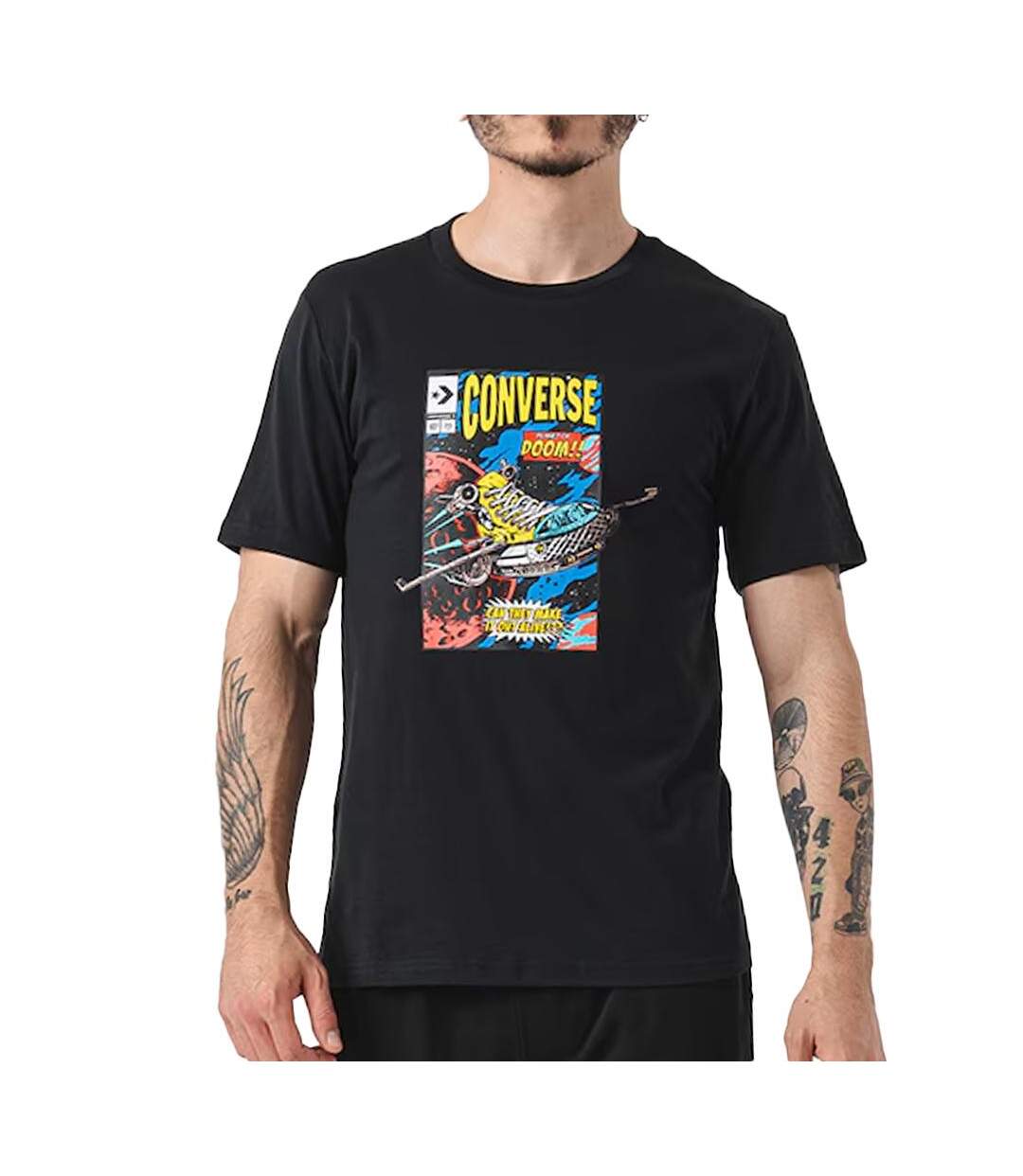 T-shirt Noir Homme Converse Comic 10026425 - L-1