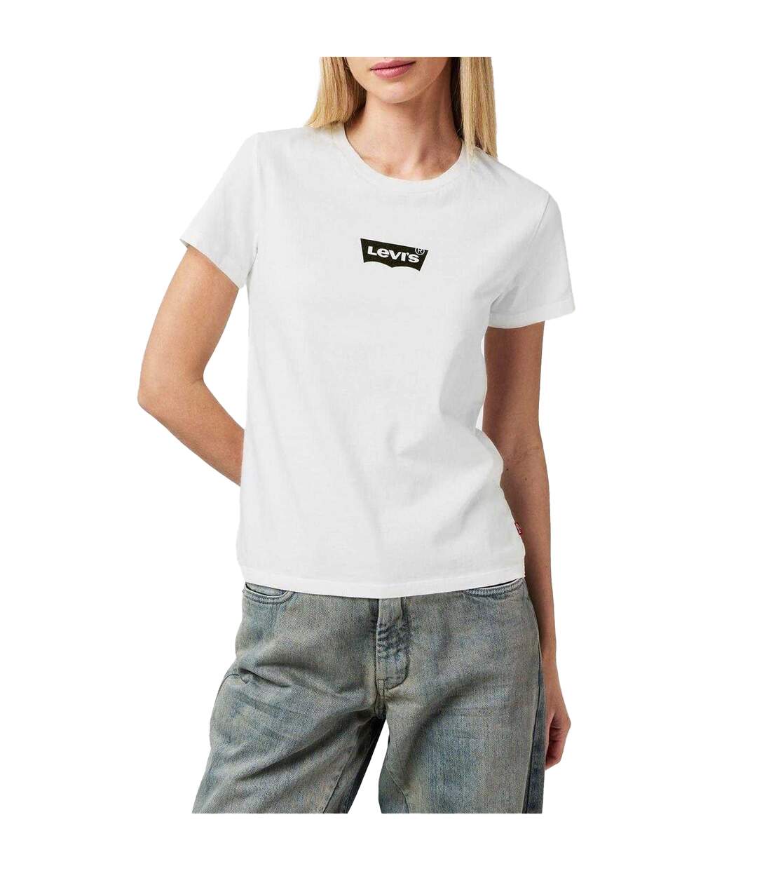 Womens/ladies Graphic Print T-shirt White Levis-4