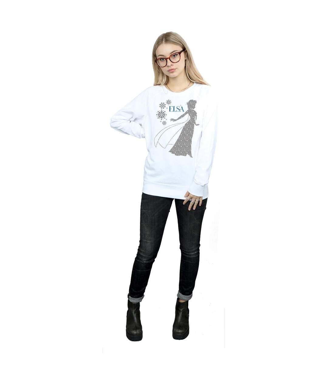 Disney Pantalon de survêtement Frozen Elsa Christmas Silhouette Femmes/Dames (Blanc) - UTBI6138-4
