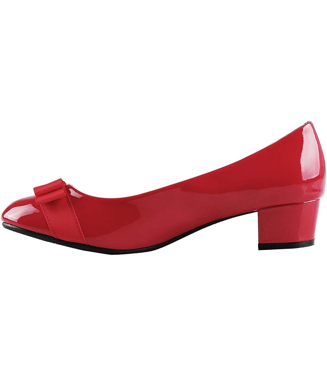 Krisp Womens/Ladies Bow Toe Low Heel Leather Court Shoe (Red) - UTKP201