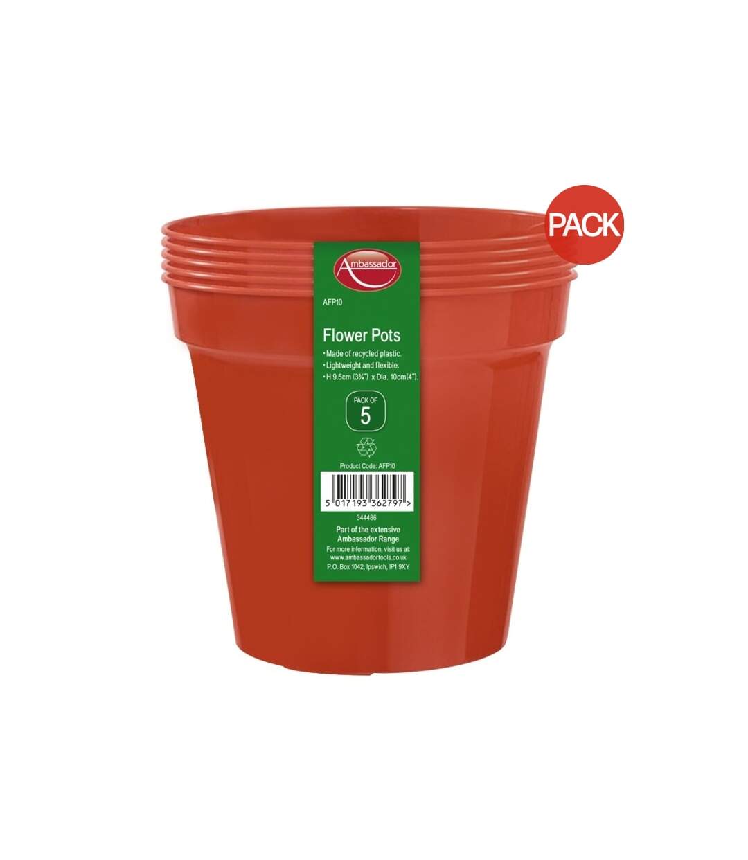 Pack of 5  Flower pots  4in orange Ambassador-1