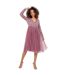Robe Portefeuille Manches Longues Femme Rose Deluxe-1