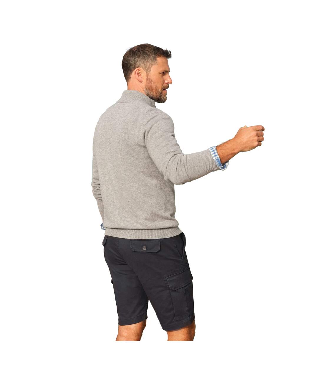 Mens Cashmere Zip Neck Jumper Grey Marl WoolOvers-2