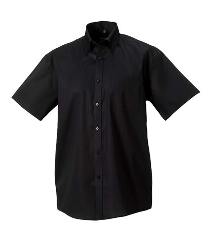 Russell Collection Mens Short Sleeve Ultimate Non-Iron Shirt (Black)