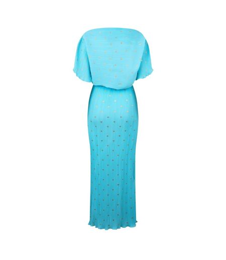 Womens/ladies Tilly Polka Dot Plisse Maxi Dress Blue Never Fully Dressed