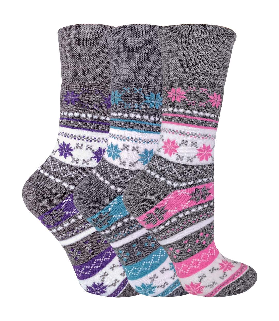 3 Pr Chaussettes Thermiques Motif sans Élastique-1