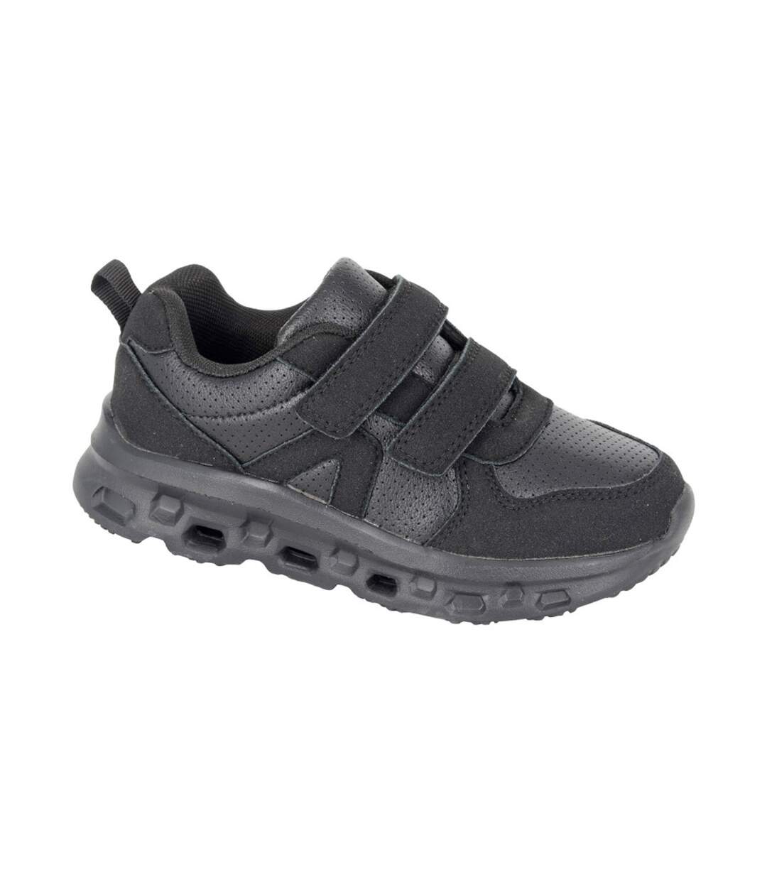 Childrens/kids Hurricane Touch Fastening Trainers Black Dek-1