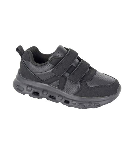 Childrens/kids Hurricane Touch Fastening Trainers Black Dek