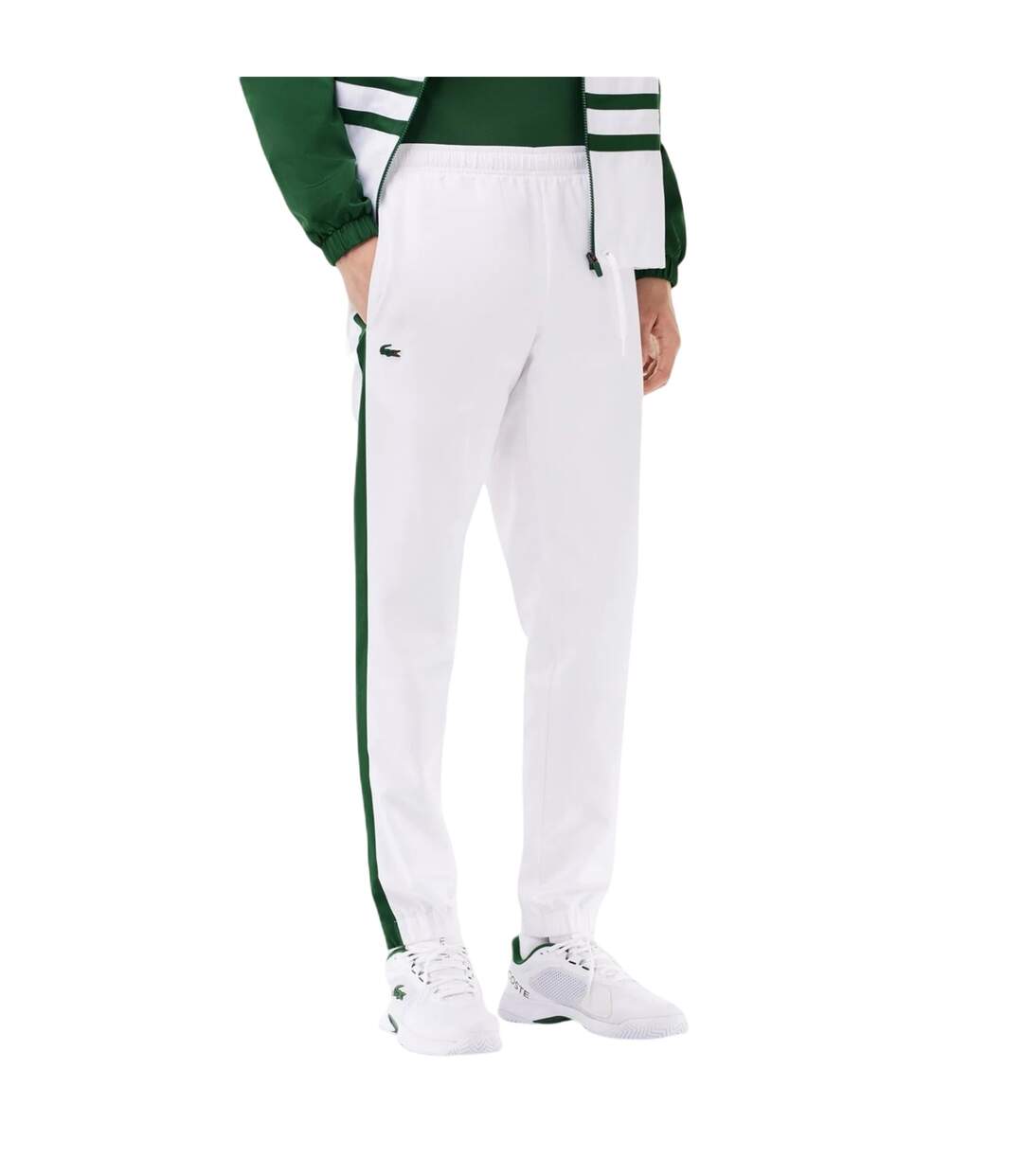Mens Colour Block Polyester Tracksuit Set Green White Lacoste-3