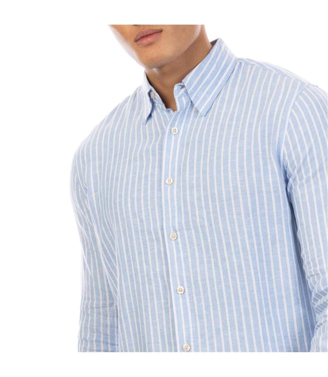 Chemise Manches Longues Motif/style Rayure Verticale Homme Bleu Blanc Peter Werth-4