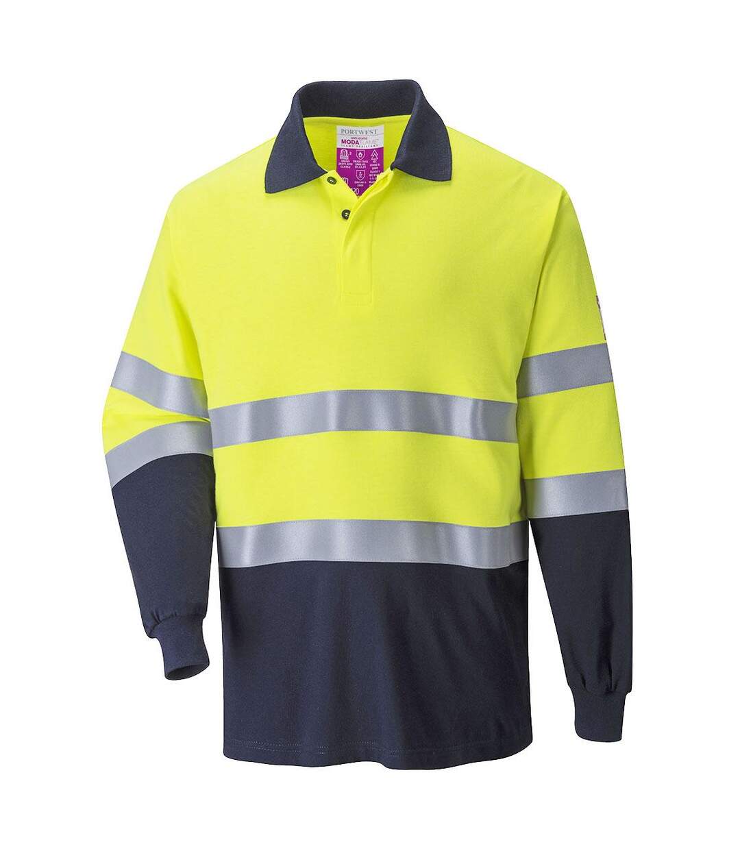 Polo homme jaune / bleu marine Portwest