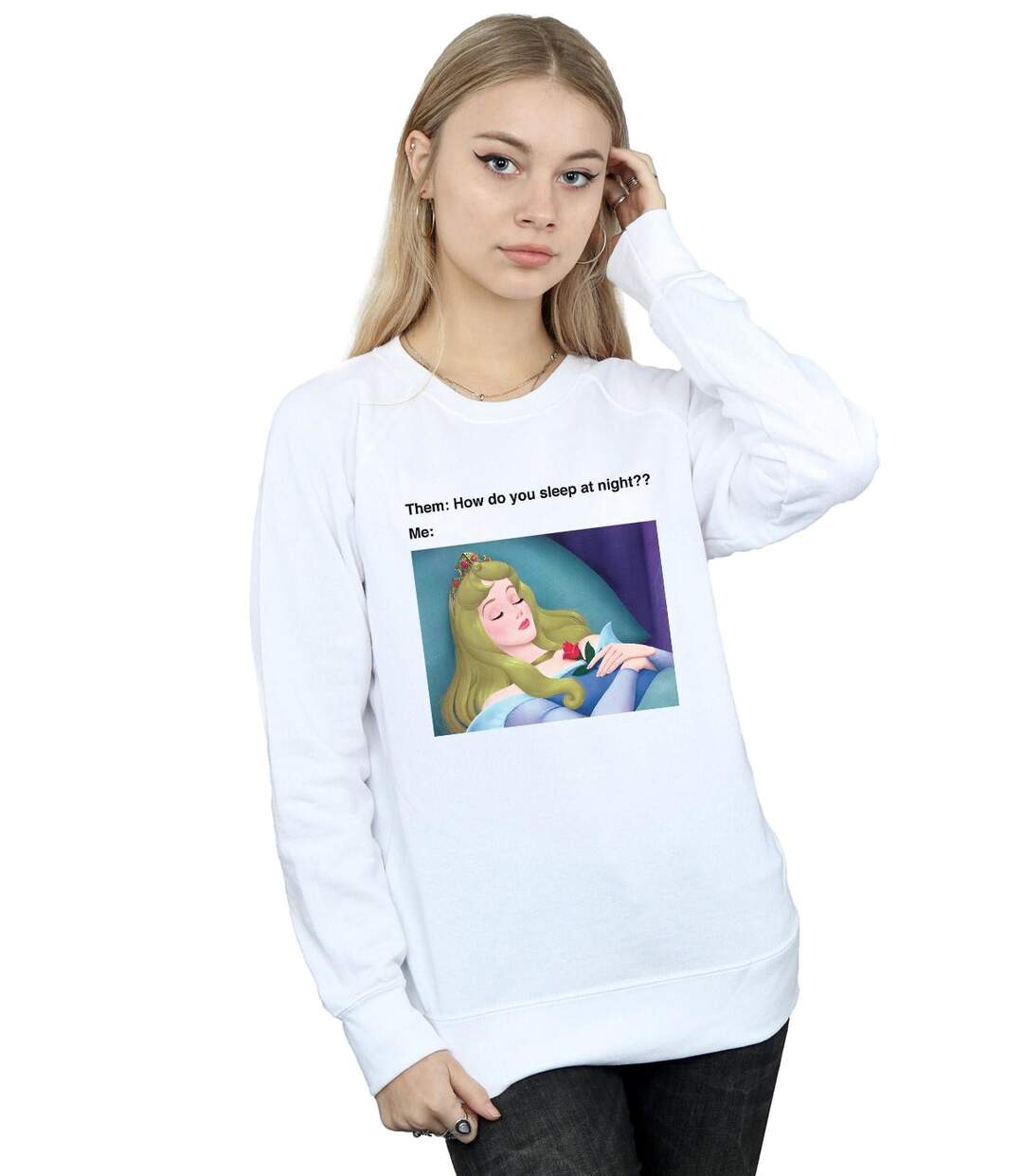 Disney Sweatshirt Womens/Ladies Sleeping Beauty Meme (Blanc) - UTBI12471-2