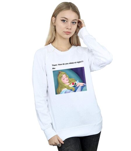 Disney Sweatshirt Womens/Ladies Sleeping Beauty Meme (Blanc) - UTBI12471