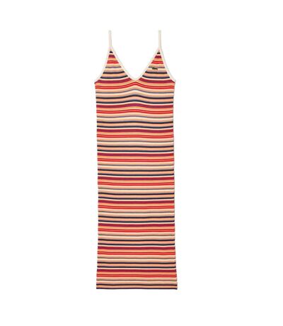 Womens/ladies Striped Cotton Blend Long Maxi Dress Multicoloured Lacoste