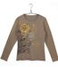 MAYFLOWER CERGY1B - Tee-shirt manches longues beige avec sérigraphie zébrée ethnique-3
