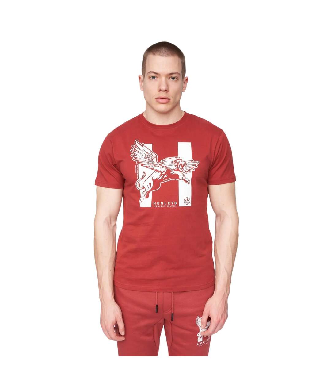 T-shirt curveball homme rouge foncé Henleys-1