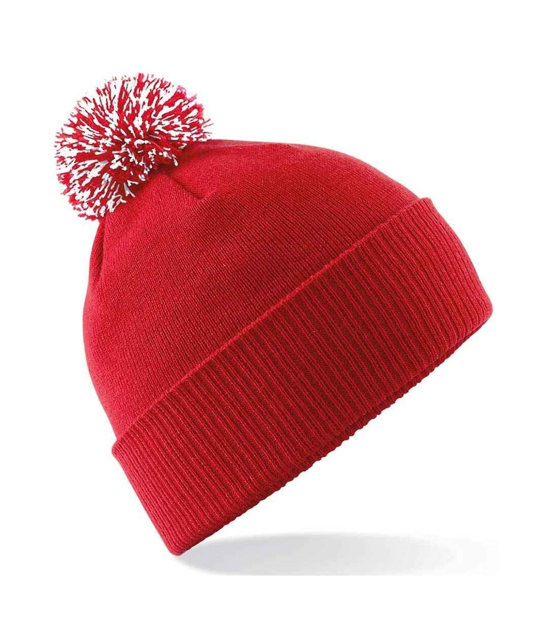 Unisex Adult Beanie Classic Red White Beechfield-3