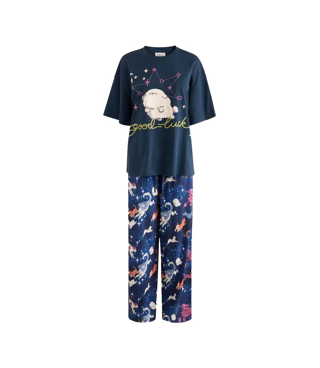 Ensemble De Pyjama Court Motif/style Chien Good Luck Femme Bleu Marine Cath Kidston-2