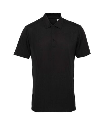 Tri Dri Mens Panelled Short Sleeve Polo Shirt (Black)