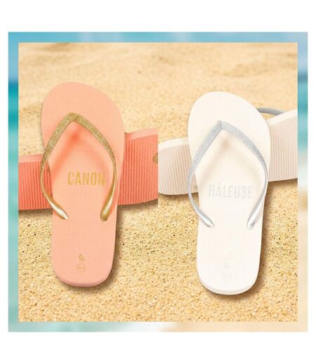 OZABI Pack 2 Paires Tongs Femme Glitter Message Humour