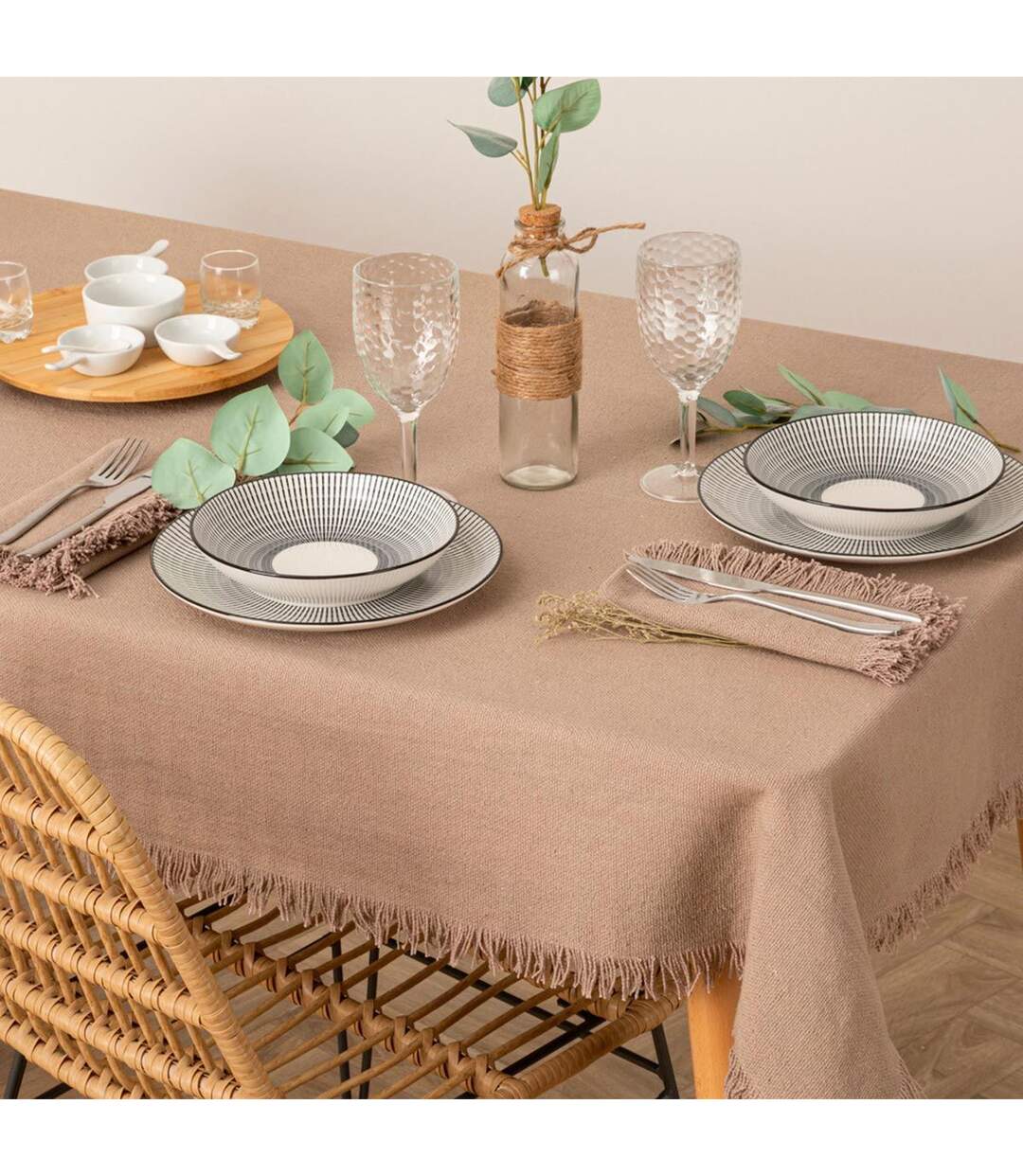 Nappe Déco à Franges Maha 150x250cm Gris-1