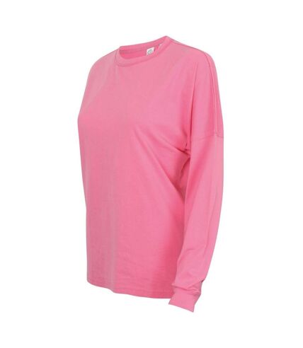 SF Unisex Adult Slogan Drop Shoulder Long-Sleeved T-Shirt (Bright Pink) - UTPC6039