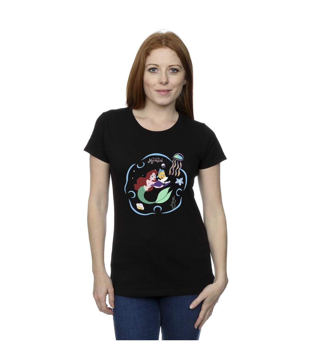 Disney T-shirt en coton Femme/Ladies La Petite Sirène lisant un livre (Noir) - UTBI26317-2