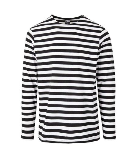 T-shirt Manches Longues Motif/style Rayé Homme Blanc Noir Urban Classics