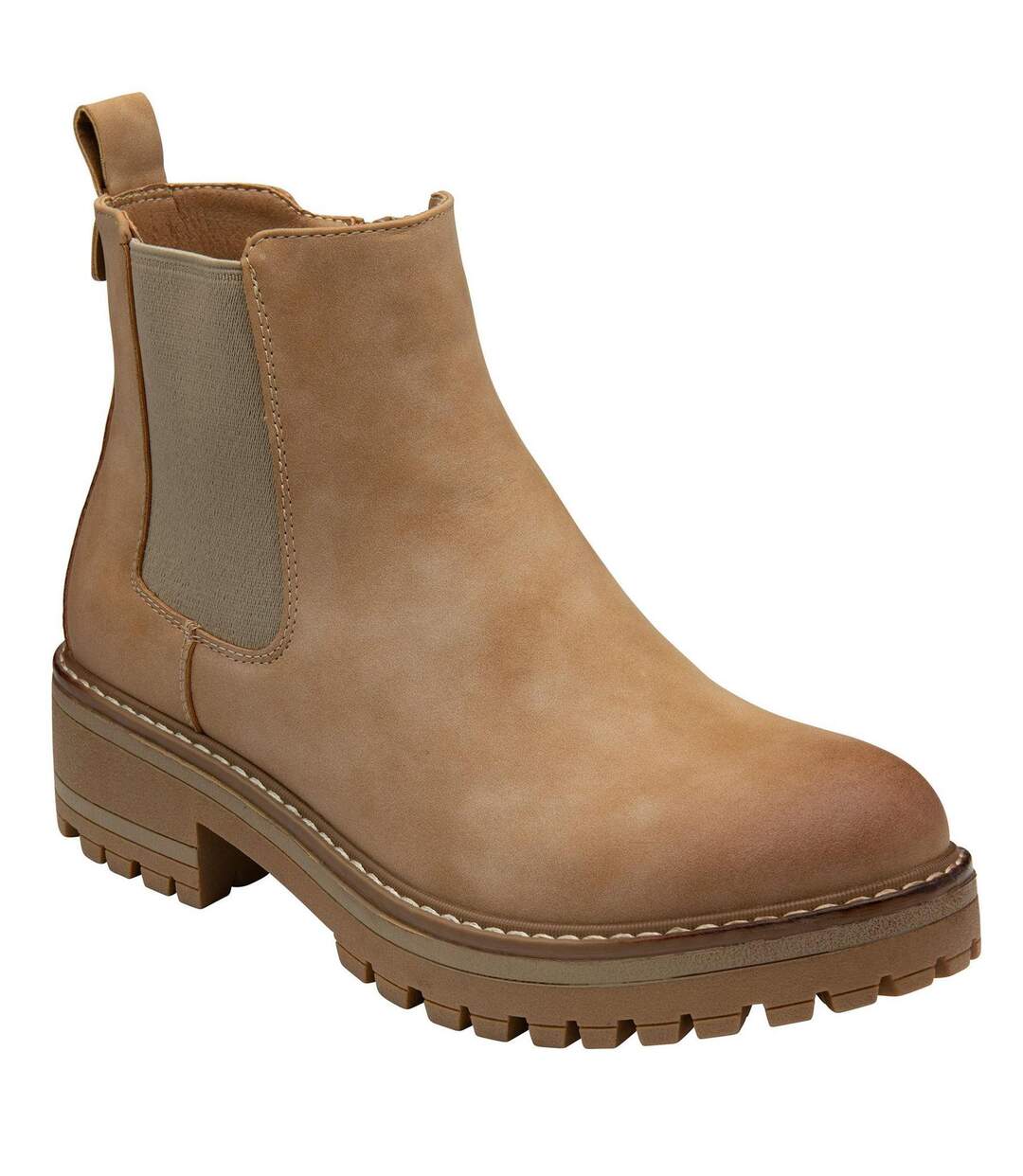 Womens/ladies Lottie Block Heel Chelsea Boots Taupe Lotus Shoes-1