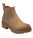Womens/ladies Lottie Block Heel Chelsea Boots Taupe Lotus Shoes-1